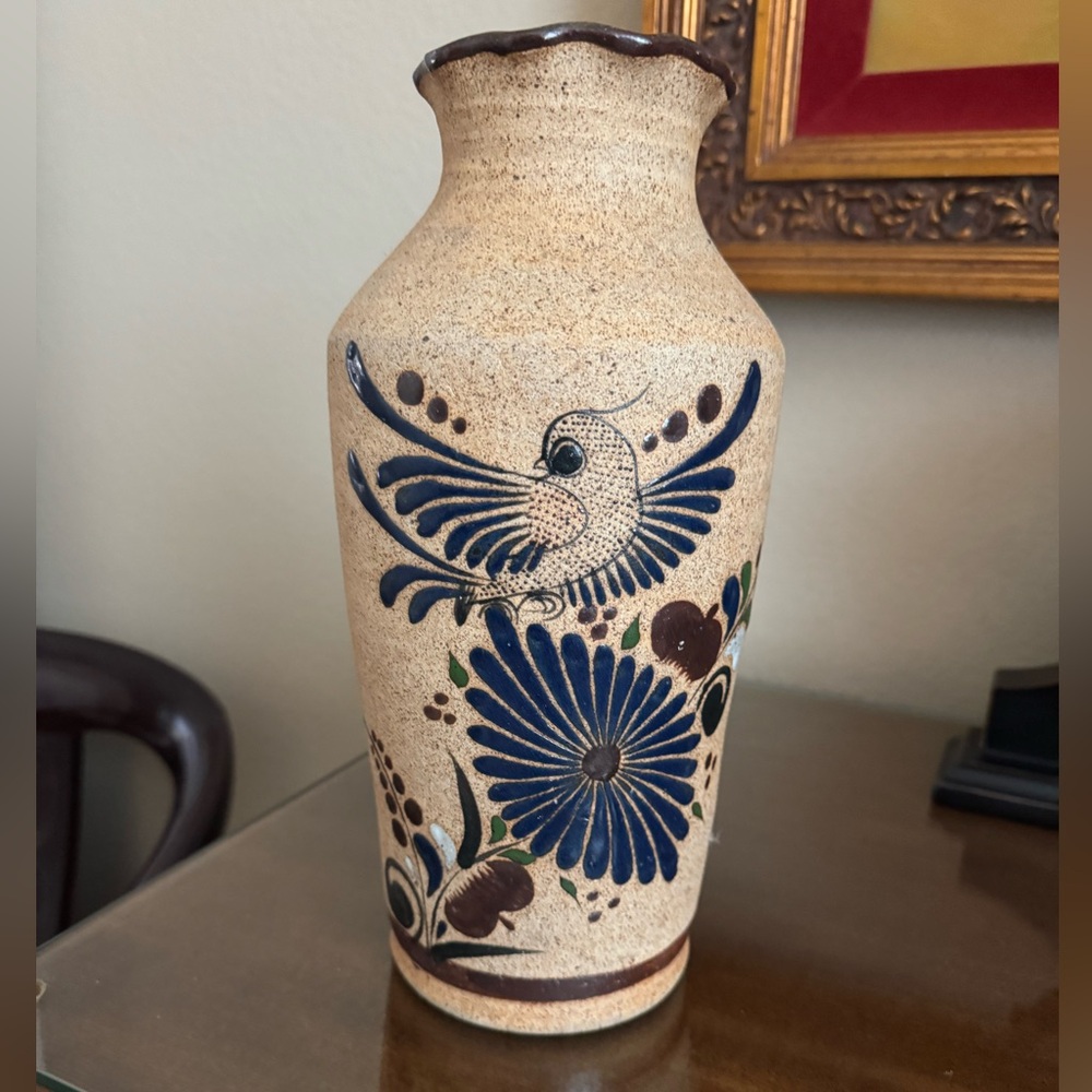 Tonala Mexican Stoneware Pottery Vase - Vintage - Handcrafted